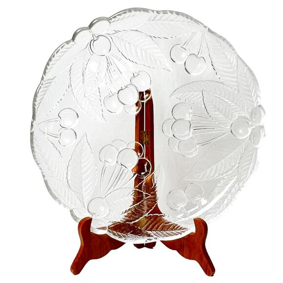 Mikasa Clear Crystal Platter 12" Glass Appetizer Serving Dish Cherries Pattern - Picture 4 of 16